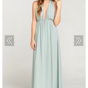 Show Me Your Mumu Luna Halter Dress Silver Sage